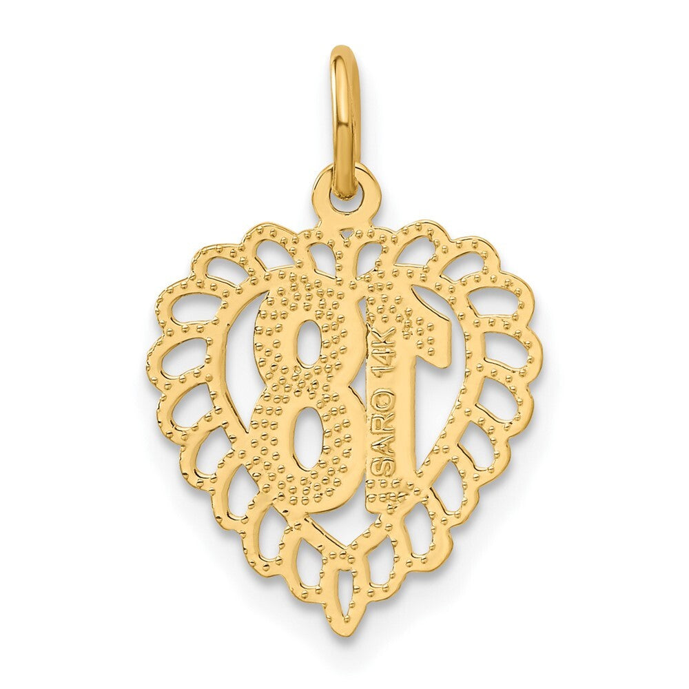 14k Yellow Gold 18 Heart Charm Pendant for Women