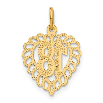 14k Yellow Gold 18 Heart Charm Pendant for Women
