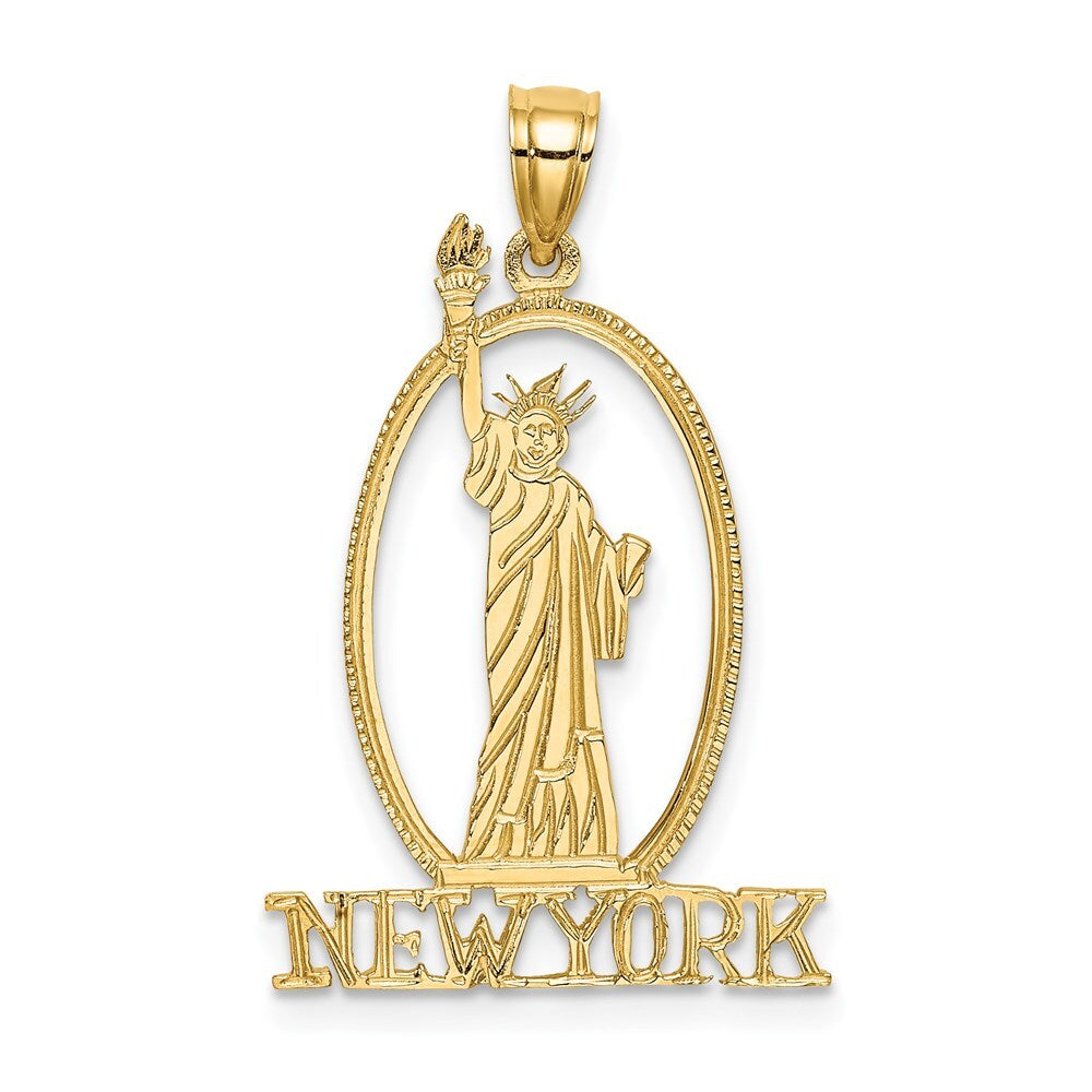 14k Yellow Gold Cut-out NEW YORK Statue of Liberty Charm