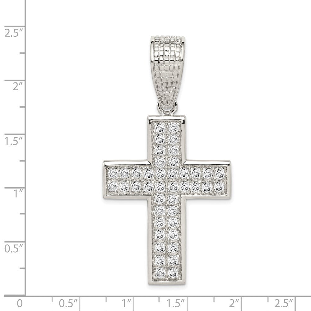 Sterling Silver Rhodium-plated Cubic Zirconia Cross Pendant