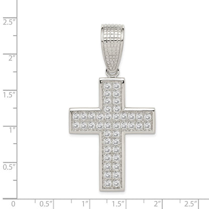 Sterling Silver Rhodium-plated Cubic Zirconia Cross Pendant