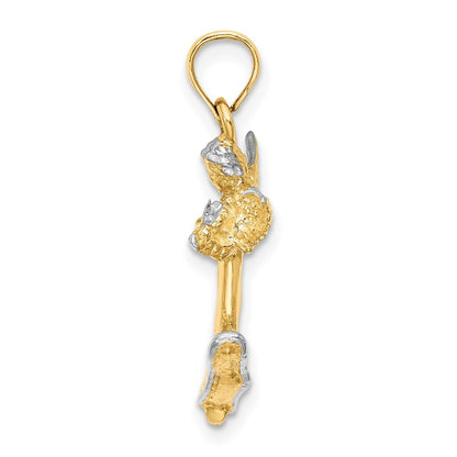 14k Yellow Gold w White Rhodium 3-D Angel Playing Violin Charm