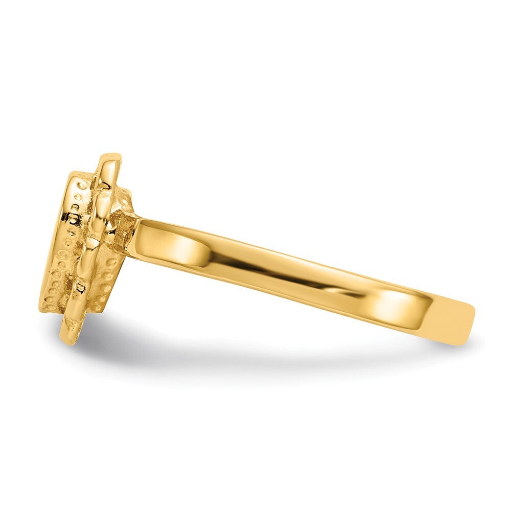 14K Yellow Gold 6.5x7.0mm Open Back Heart Signet Ring