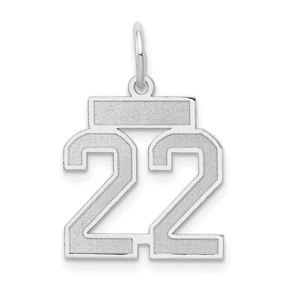 14k White Gold Small Satin Number 22 Charm Pendant for Women
