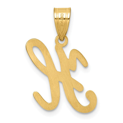 14k Yellow Gold Script Letter H Initial Pendant for Women
