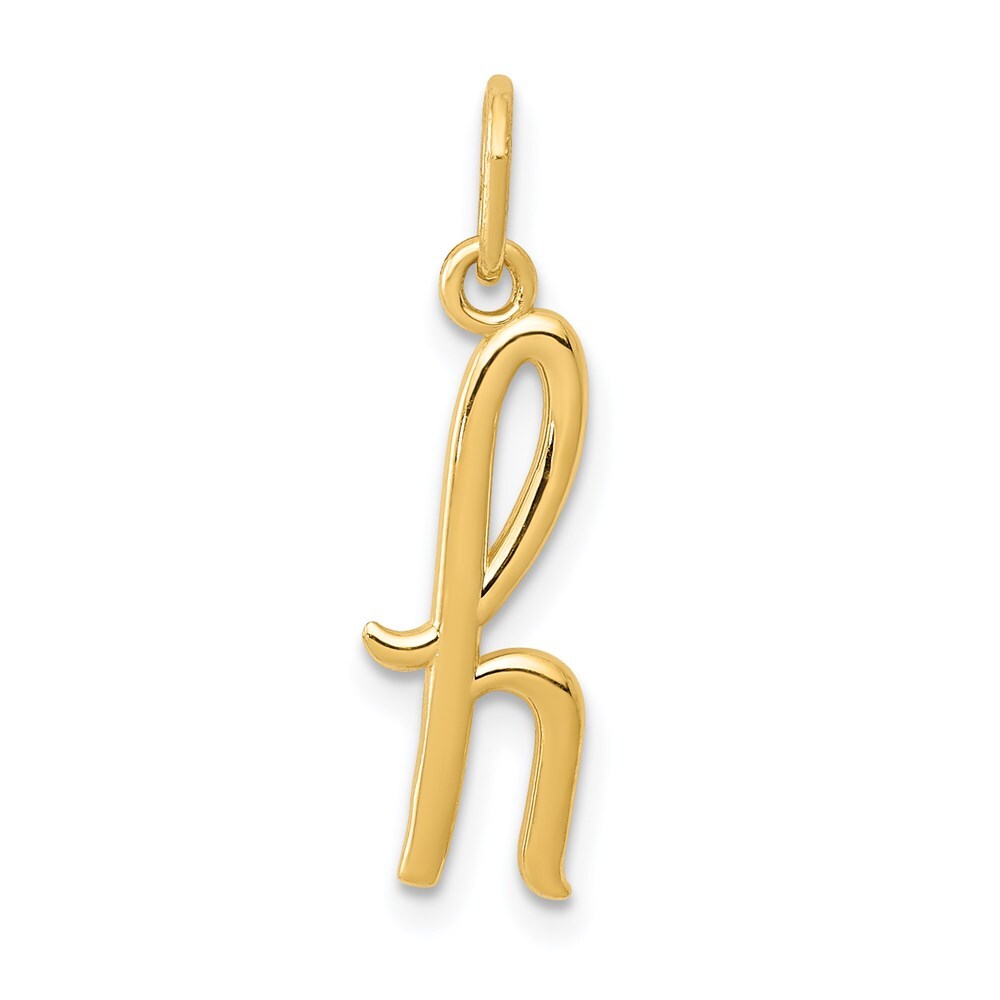 14k Yellow Gold Letter H Initial Charm Pendant for Women