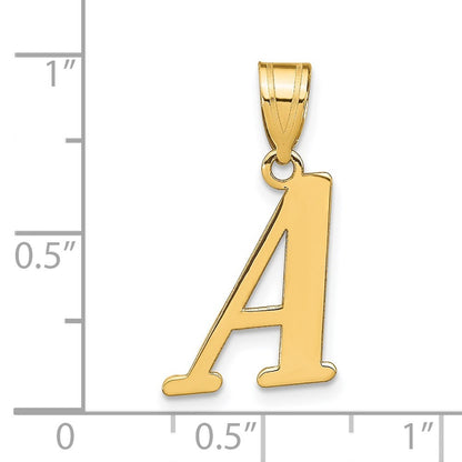 14k Yellow Gold Polished Letter A Initial Pendant