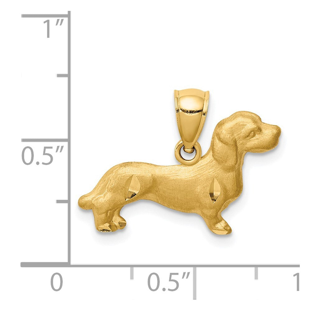 14k Yellow Gold Diamond-cut Dachshund Pendant for Women