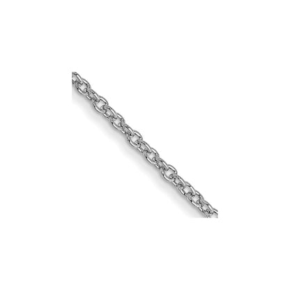 14K White Gold 26 inch 1mm Round Open Link Cable with Lobster Clasp Chain