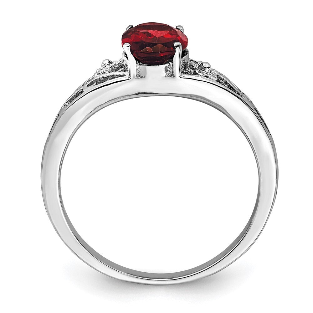 Sterling Silver Rhodium-plated Garnet Ring Size 7