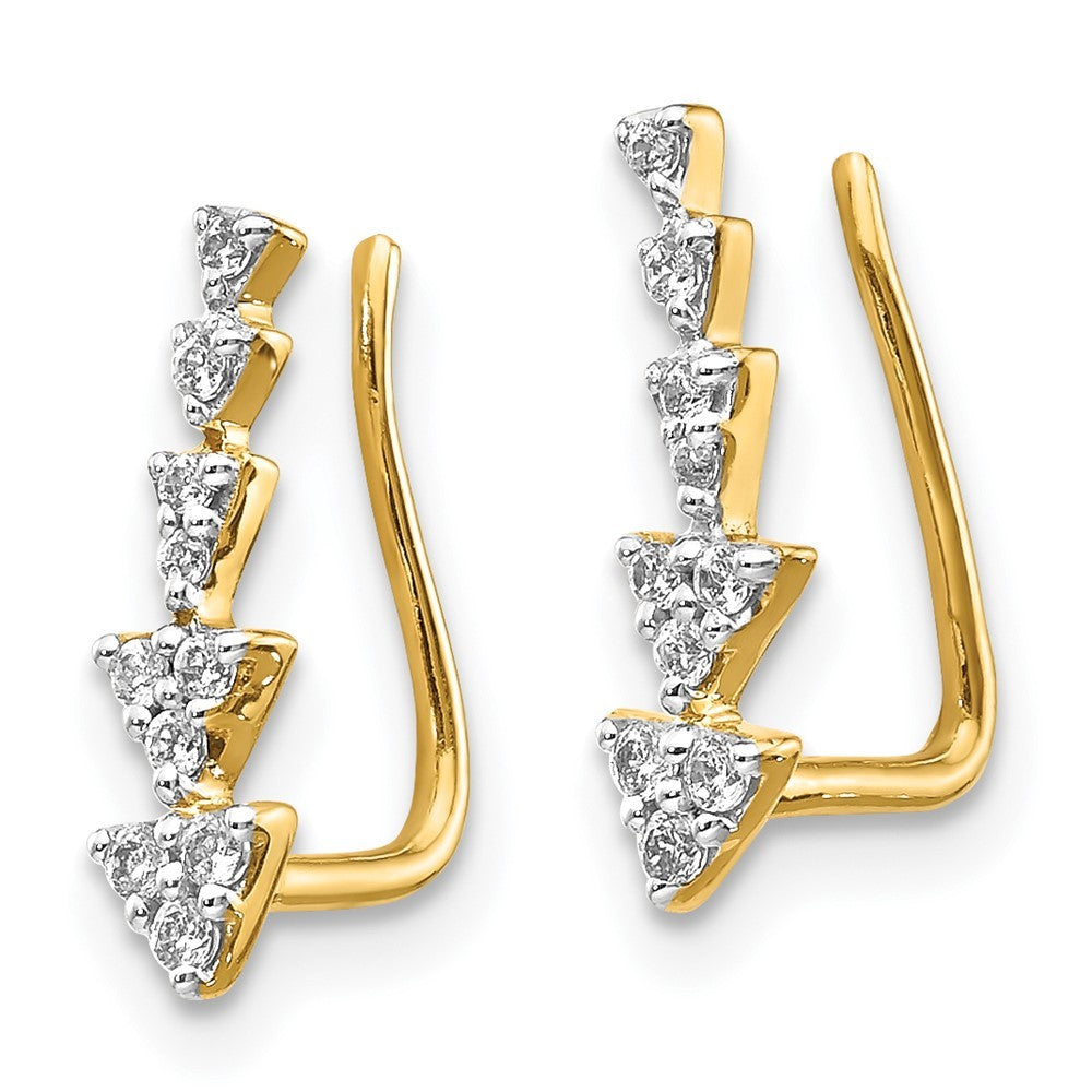 14k Yellow Gold Diamond Ear Climber Earrings