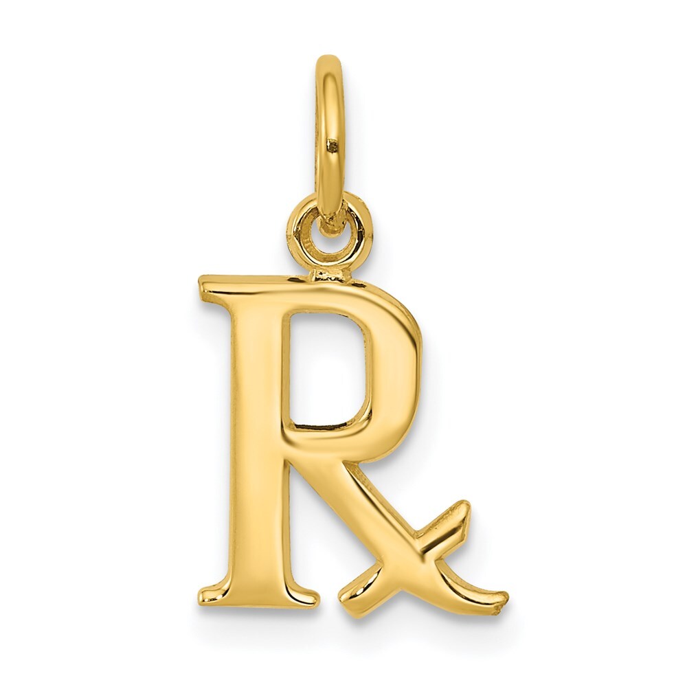 14k Yellow Gold Prescription Symbol RX Charm Pendant for Women