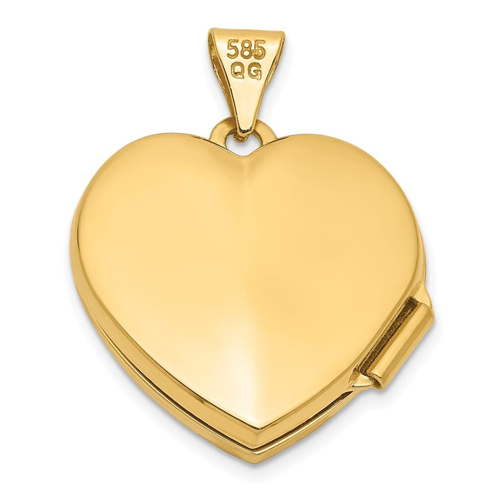 14k Yellow Gold  Rhodium DAUGHTER Floral 18mm Heart Locket Pendant for Women