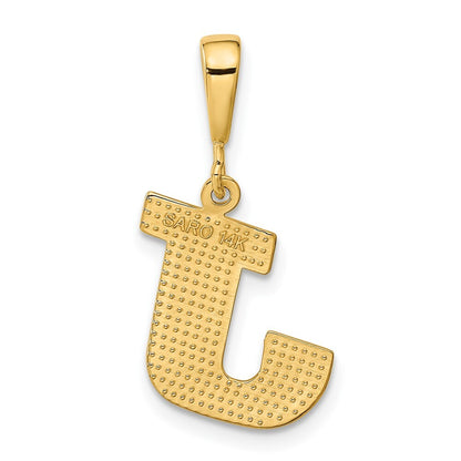 14k Yellow Gold Textured Initial J Charm Pendant for Women
