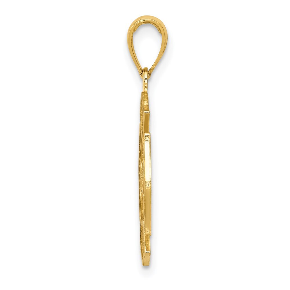 14k Yellow Gold Fire Department FD Badge Pendant for Women