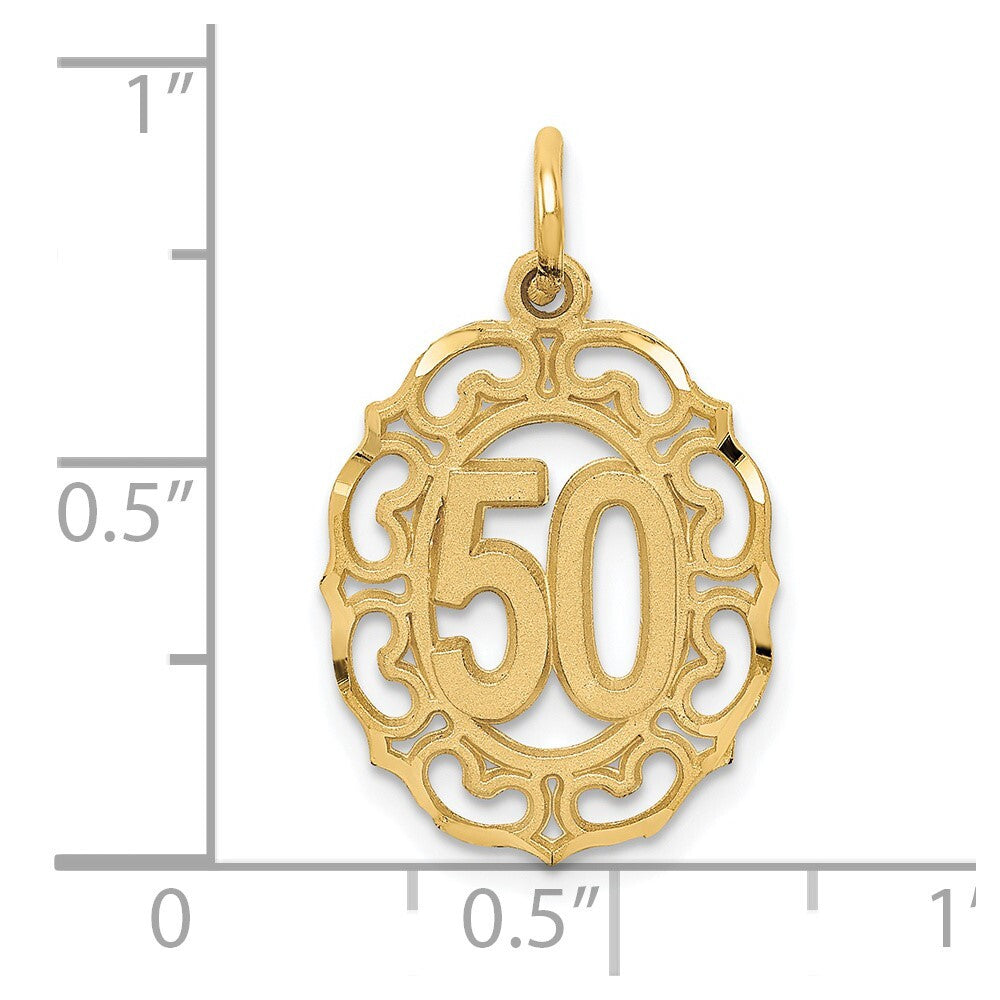 14k Yellow Gold #50 in Oval Pendant for Women