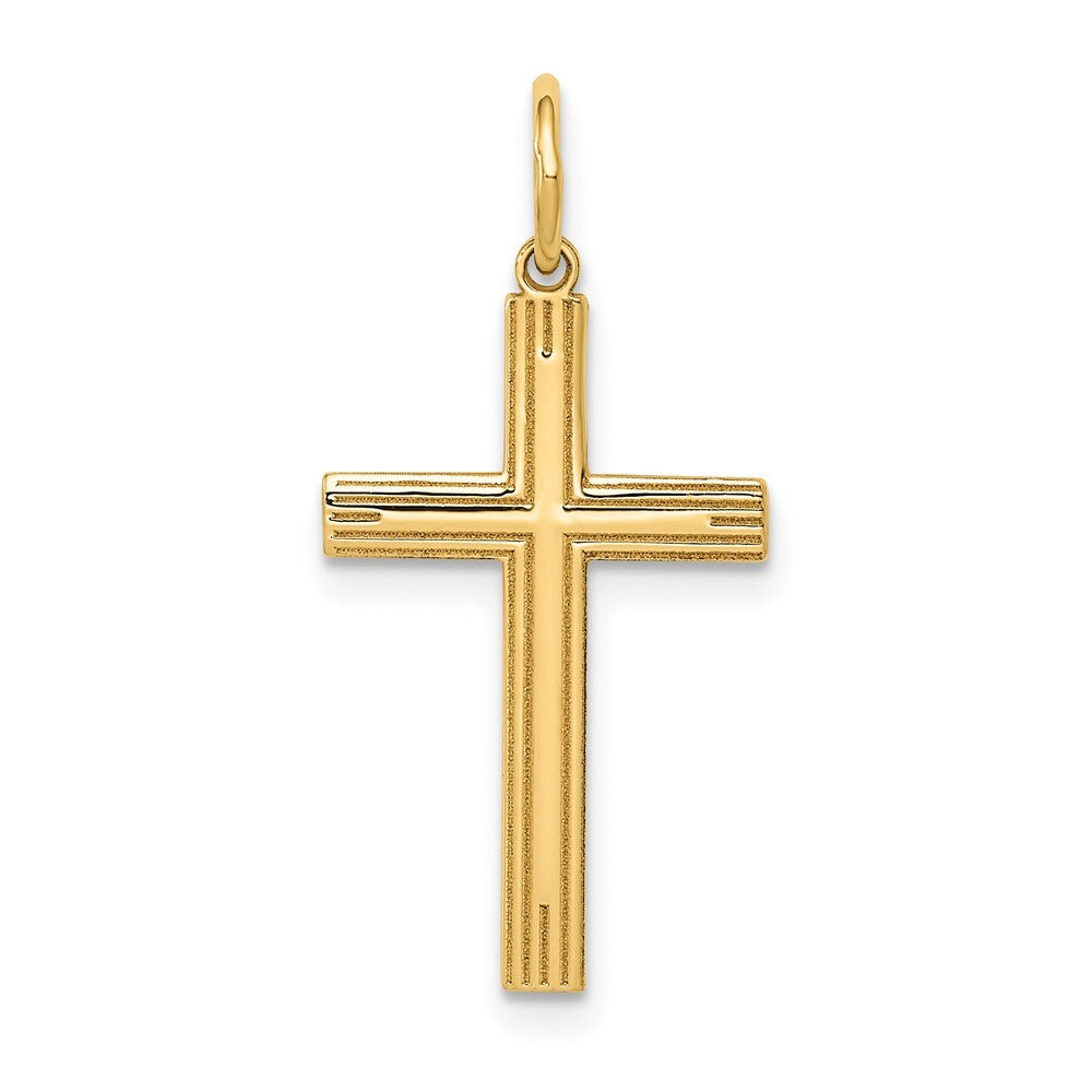 14k Yellow Gold Laser Designed Cross Pendant