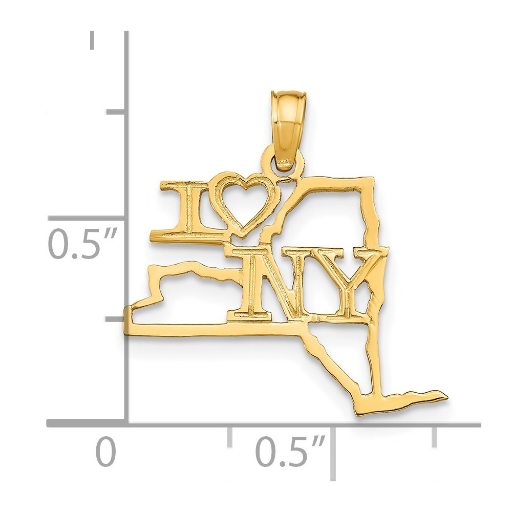 14k Yellow Gold Solid New York State Pendant for Women