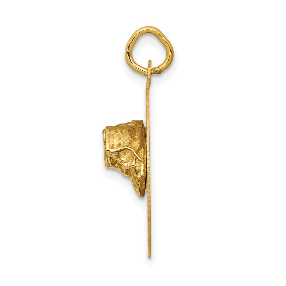 14k Yellow Gold Small Solid Engravable Baby Shoes on Disc Charm Pendant