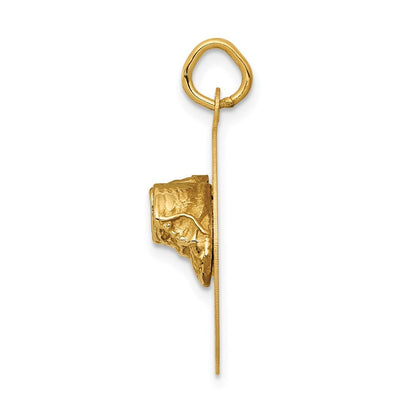 14k Yellow Gold Small Solid Engravable Baby Shoes on Disc Charm Pendant
