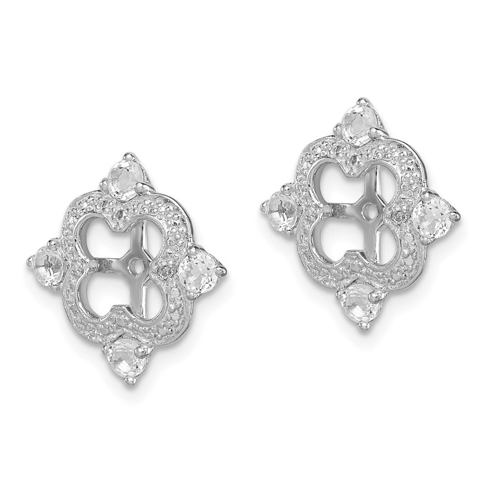 Sterling Silver Rhodium Diam. & White Topaz Earring Jacket