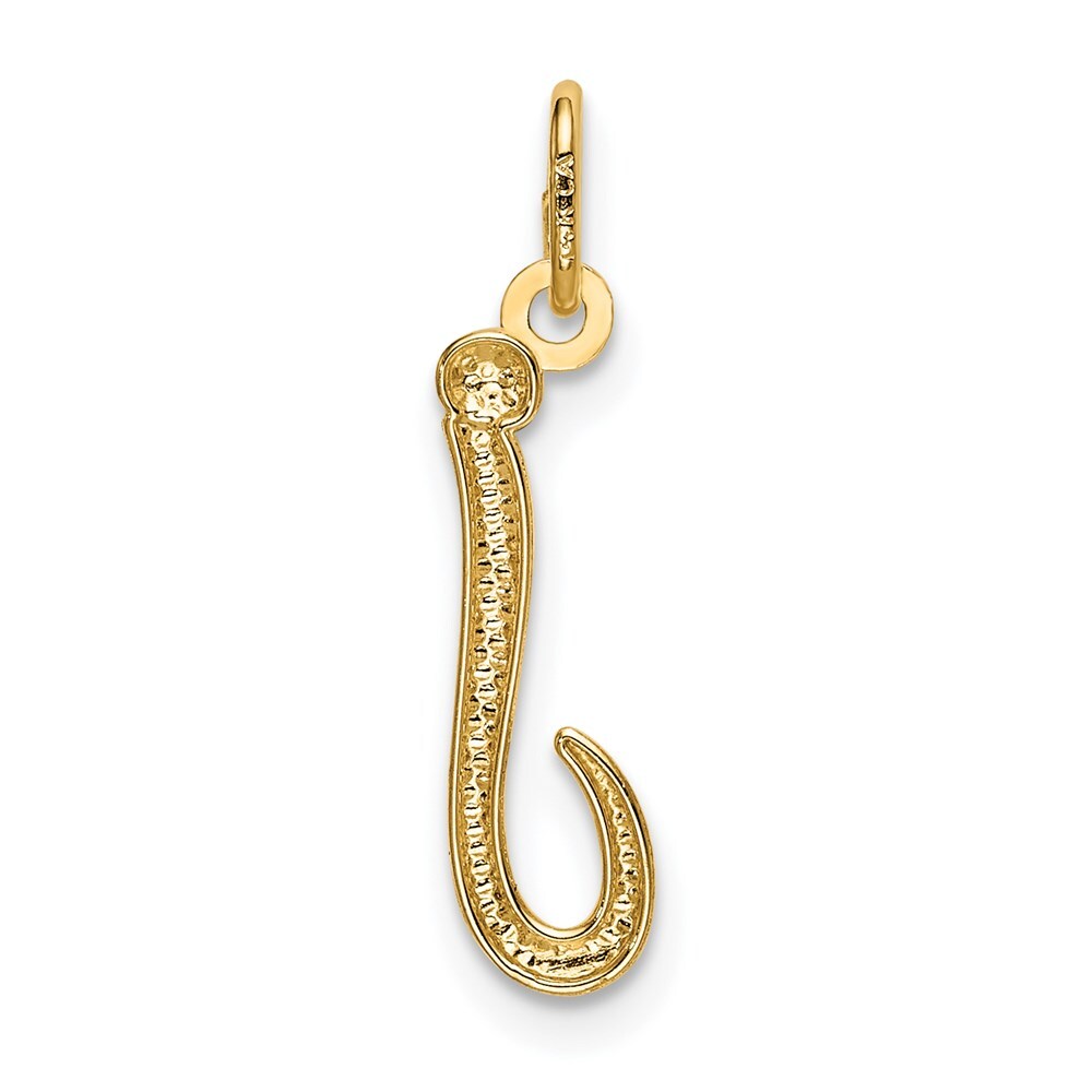 14k Yellow Gold Letter J Initial Charm Pendant for Women