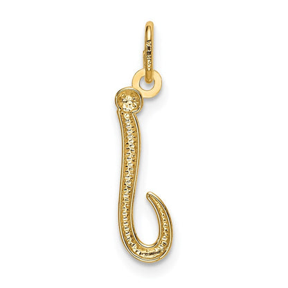 14k Yellow Gold Letter J Initial Charm Pendant for Women