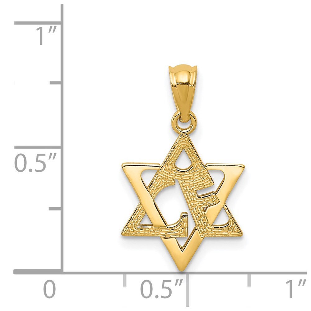 14k Yellow Gold Star of David Pendant for Women