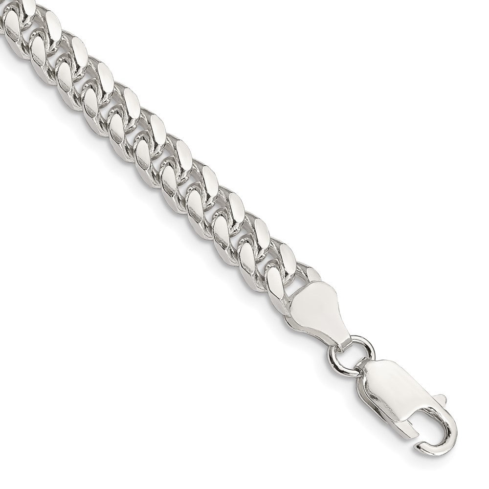 Sterling Silver 6mm Domed w/ Side Diamond-Cut Curb Chain Bracelet