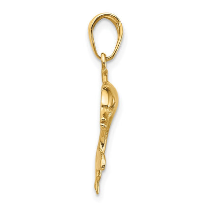 14k Yellow Gold Dolphin Swimming Pendant for Women