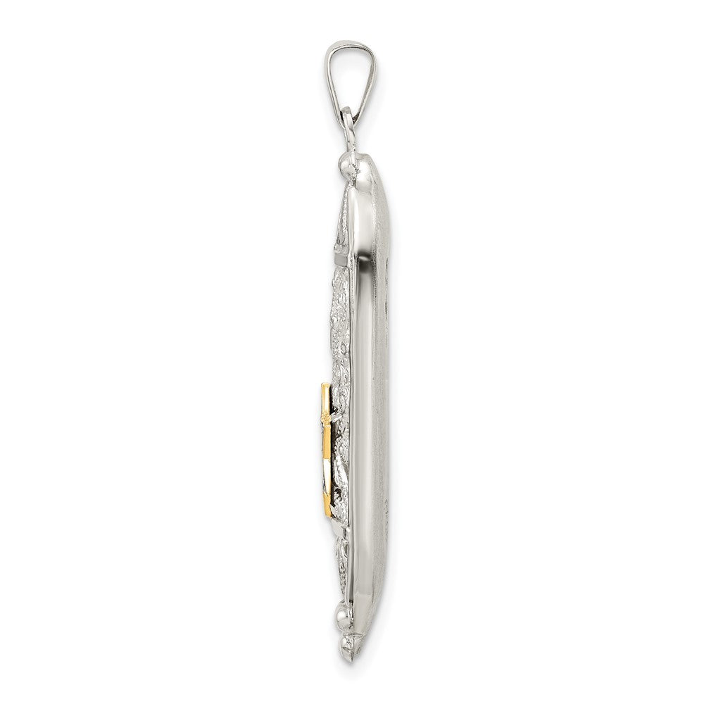 Sterling Silver Polished Solid Mezuzah w Enameled Star of David Pendant