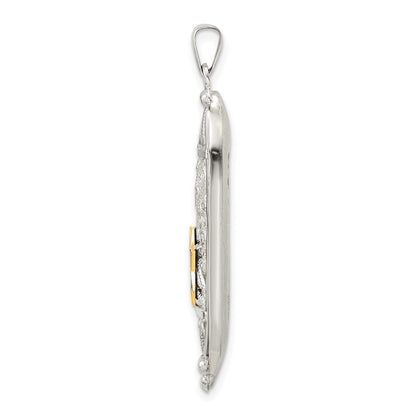 Sterling Silver Polished Solid Mezuzah w Enameled Star of David Pendant