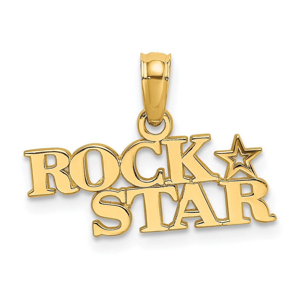 14k Yellow Gold Polished ROCK STAR Charm