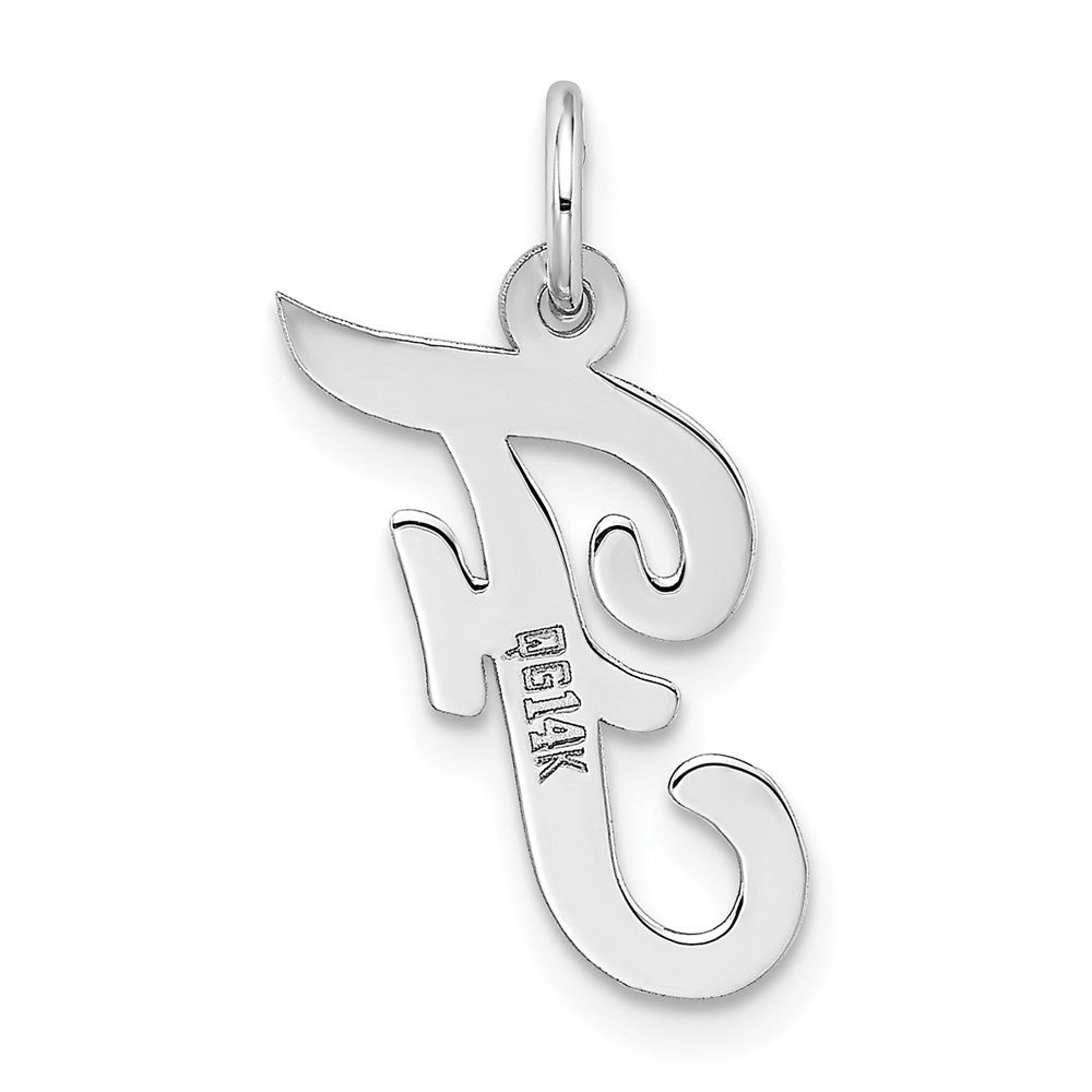 14k White Gold Medium Script Letter F Initial Charm Pendant