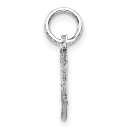 14k White Gold Diamond-cut Letter T Initial Charm Pendant for Women