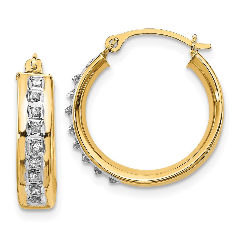 14k Yellow Gold Diamond Fascination Round Hoop Earrings