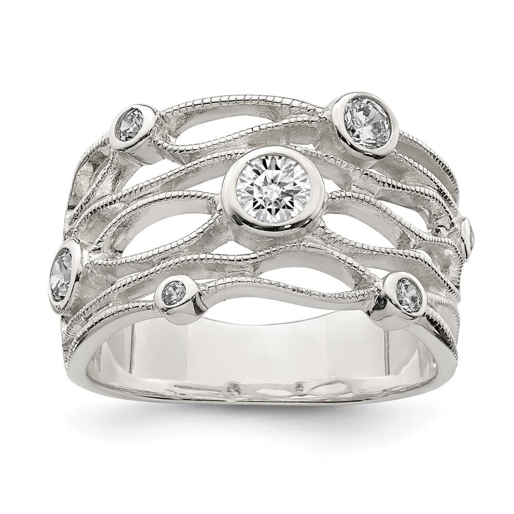 Sterling Silver Fancy Cubic Zirconia Ring Size 7