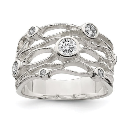 Sterling Silver Fancy Cubic Zirconia Ring Size 7