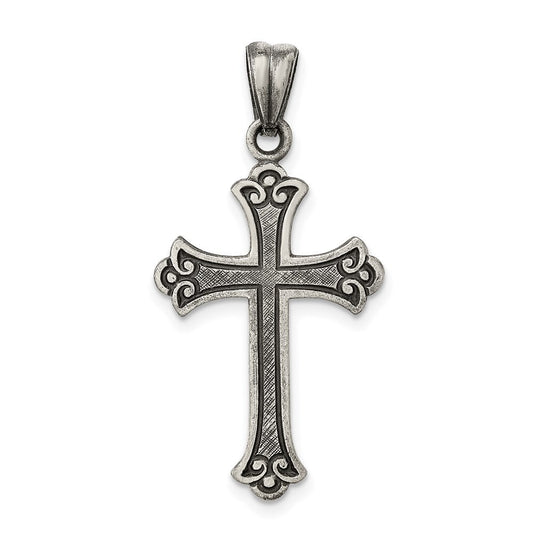 Sterling Silver Antiqued Cross Pendant Holiday Gift for Women