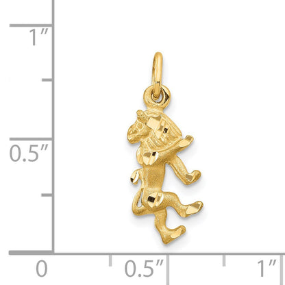 14k Yellow Gold Satin Diamond-cut Leo Zodiac Charm Pendant for Women