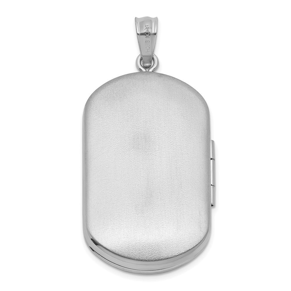 Sterling Silver Polished Front Brushed Back Fleur De Lis 20mm Rectangle Locket