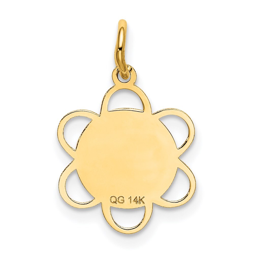 14k Yellow Gold SWEET 16 Disc Charm Pendant for Women