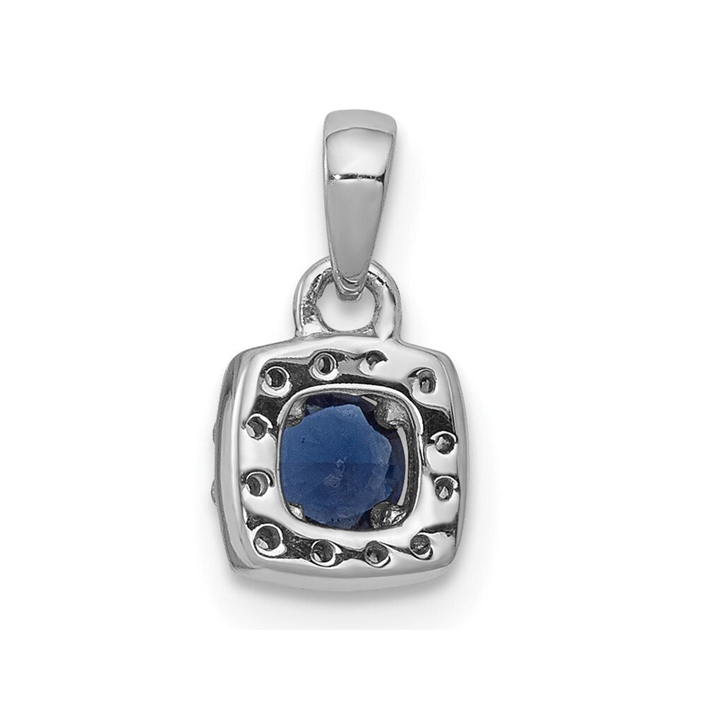 14k White Gold 1/3ct. Blue/White Diamond Square Pendant for Women