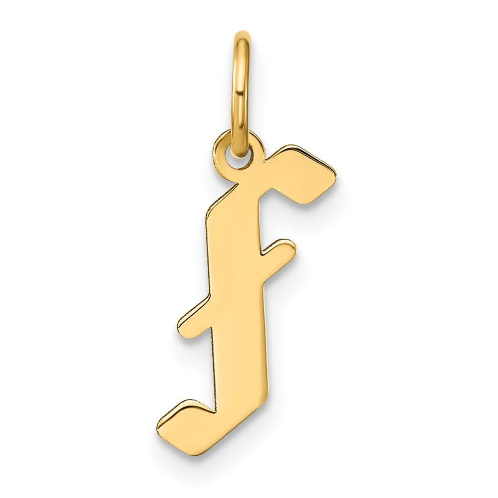 14k Yellow Gold Letter F Initial Pendant for Women