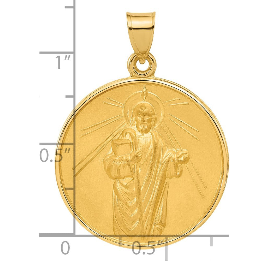 14k Yellow Gold Polished and Satin Solid St Jude Thaddeus Medal