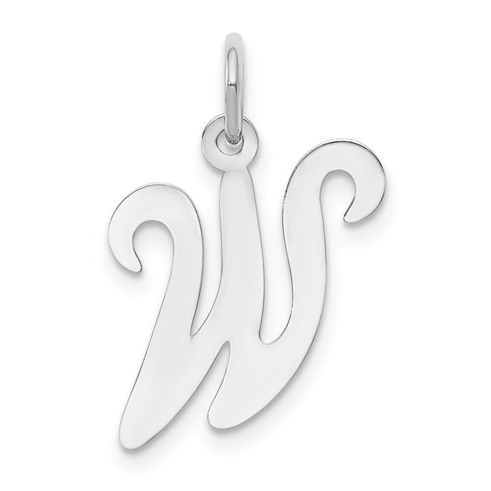 14k White Gold Script Letter W Initial Charm Pendant for Women