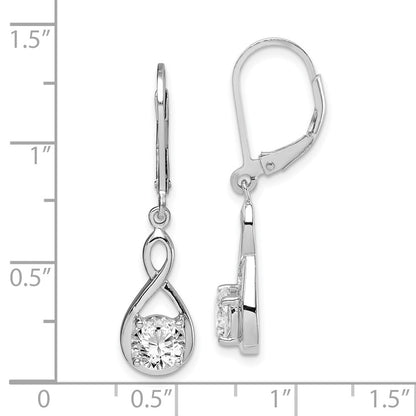 Sterling Silver Polished Cubic Zirconia Infinity Leverback Earrings