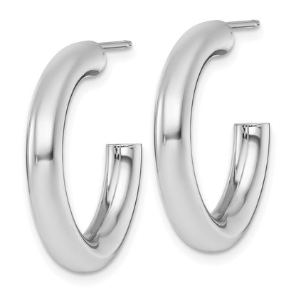 14k White Gold Polished 4.0 x 25mm Tube C-Hoop Earrings