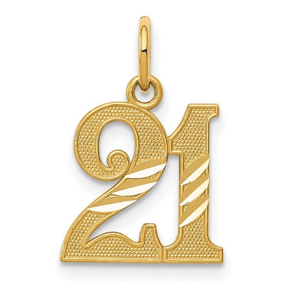 14k Yellow Gold Diamond-cut 21 Pendant