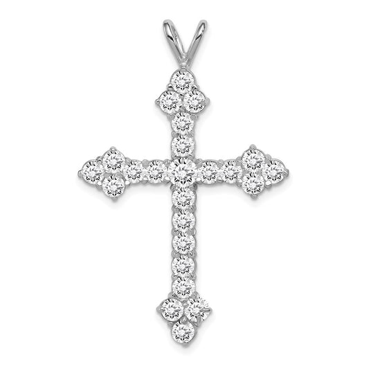 Sterling Silver Rhodium-plated Cubic Zirconia Cross Pendant